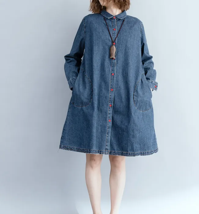 Denim Shirts  Plus Size Dresses Casual Loose Women Dresses SSM97215