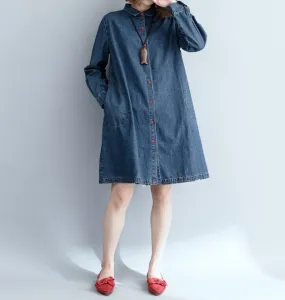 Denim Shirts  Plus Size Dresses Casual Loose Women Dresses SSM97215