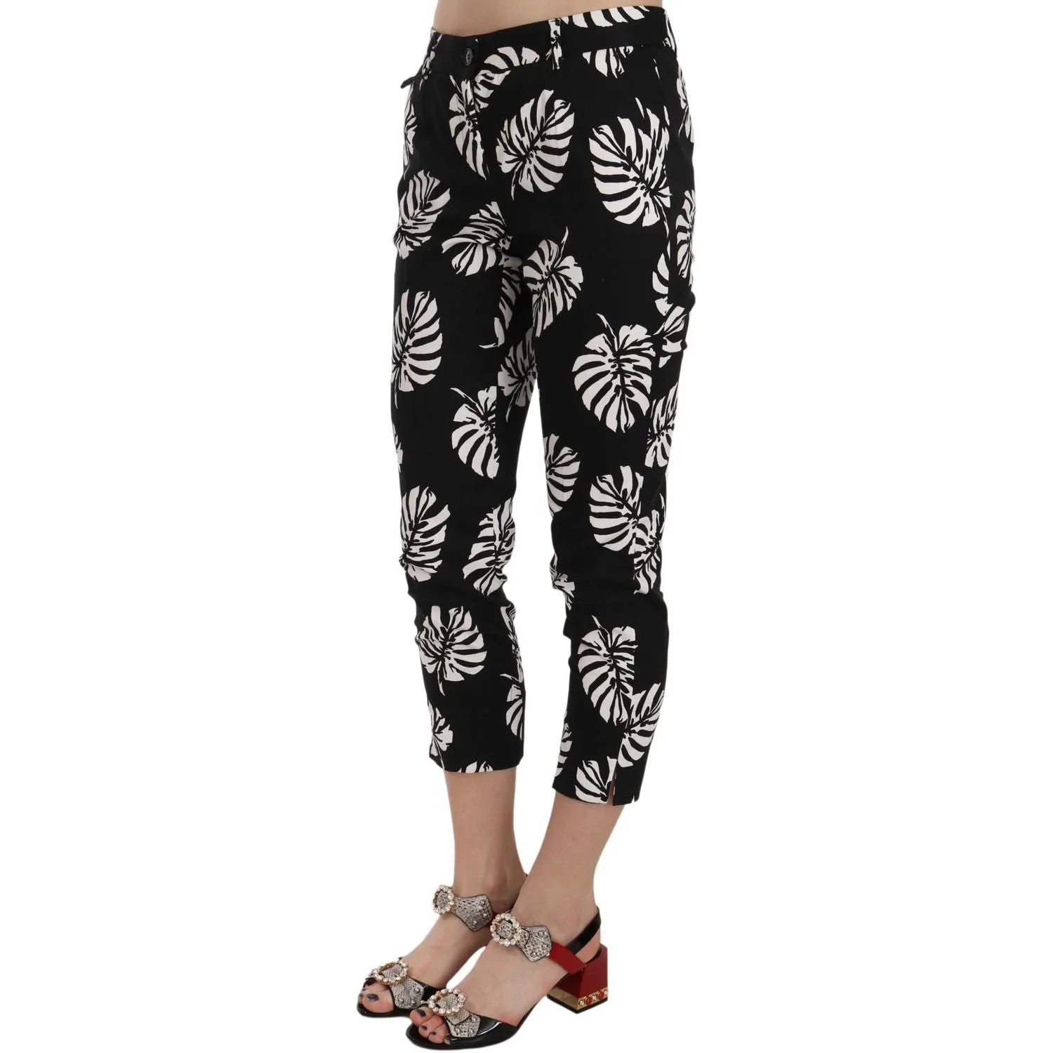 Dolce & Gabbana Elegant Skinny Capri With Palm Print