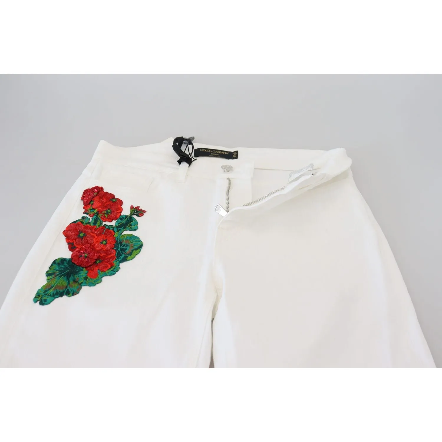 Dolce & Gabbana Elegant White Mid Waist Skinny Jeans