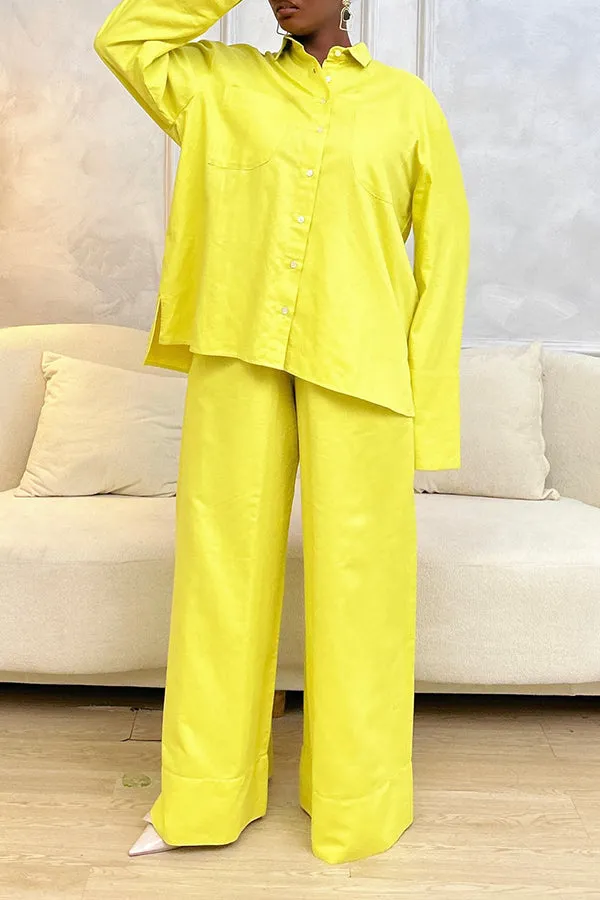 Elegant Button Front Blouse & Pants Set