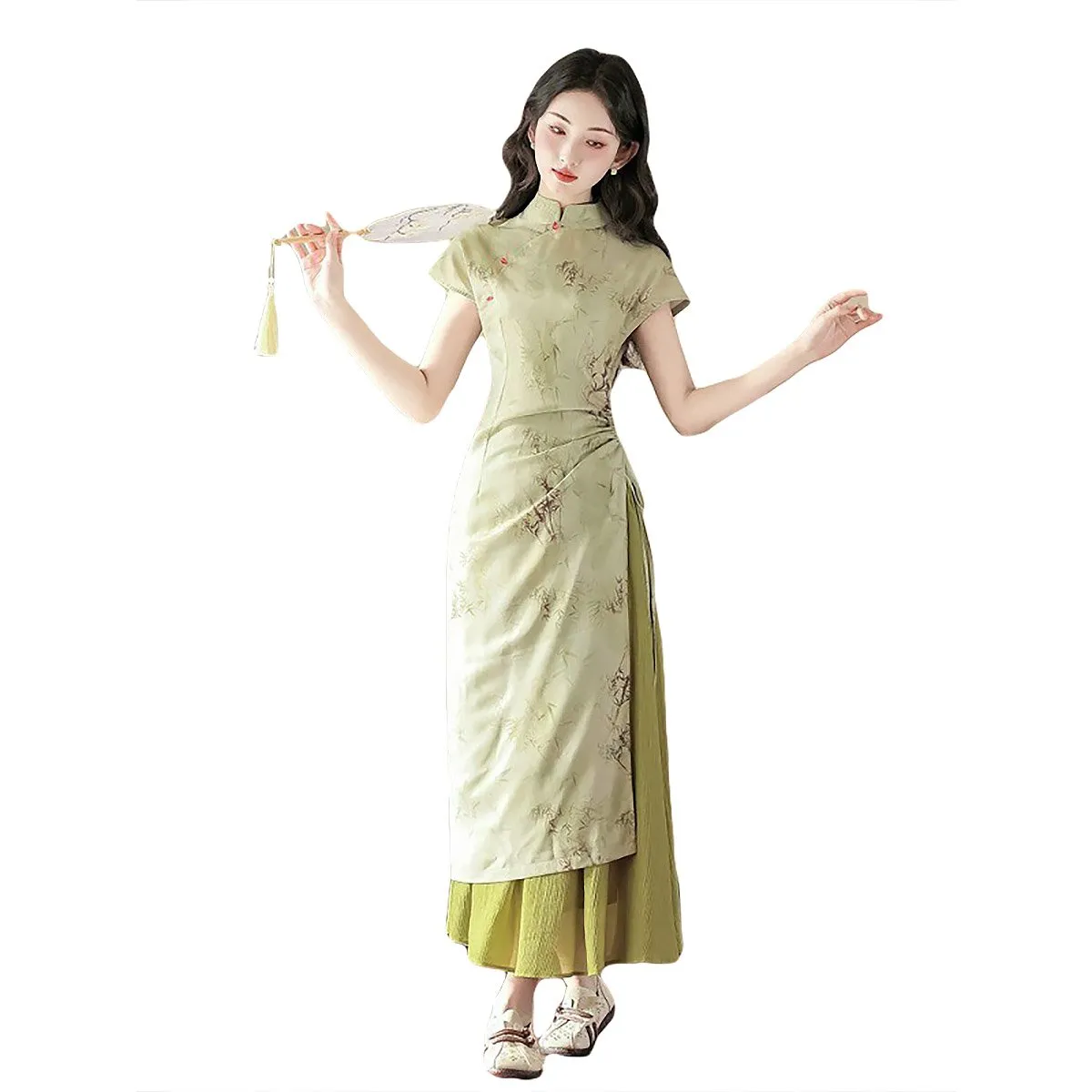 Elegant Long Shirt and Skirt Cheongsam