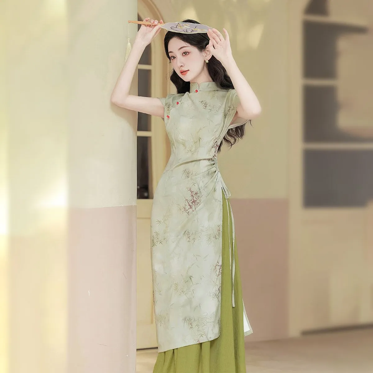 Elegant Long Shirt and Skirt Cheongsam