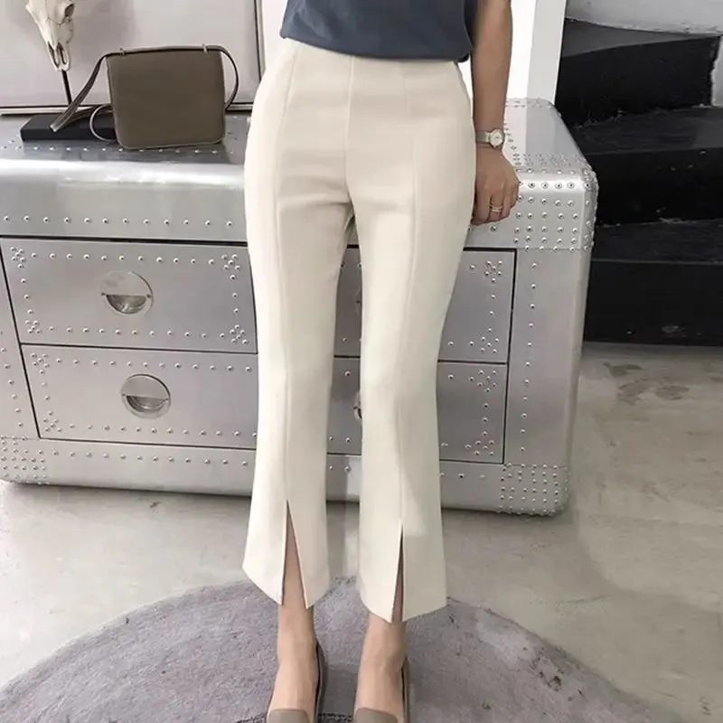 Elegant Women OL Pants Elastic Waist Casual Trousers 2024 ZANZEA Summer Fashion Solid Color Pantalons Office Bell-bottoms Femme