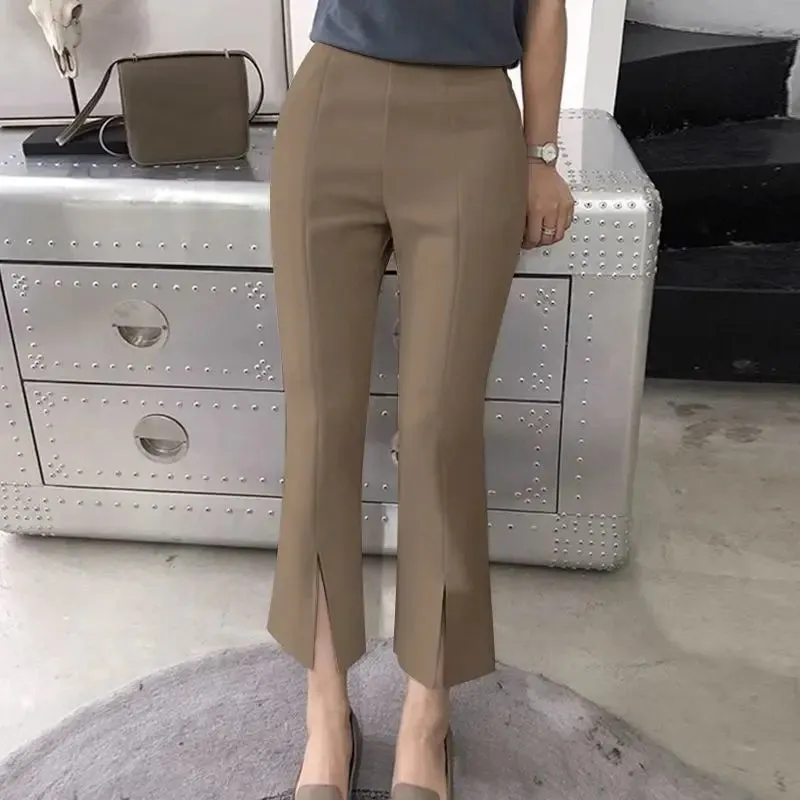 Elegant Women OL Pants Elastic Waist Casual Trousers 2024 ZANZEA Summer Fashion Solid Color Pantalons Office Bell-bottoms Femme