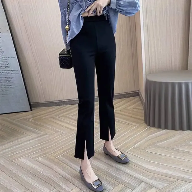 Elegant Women OL Pants Elastic Waist Casual Trousers 2024 ZANZEA Summer Fashion Solid Color Pantalons Office Bell-bottoms Femme