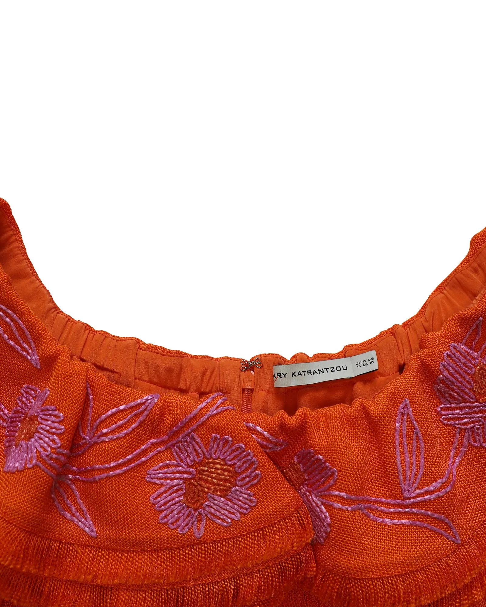 Embroidered Off Shoulder Mini Dress in Orange