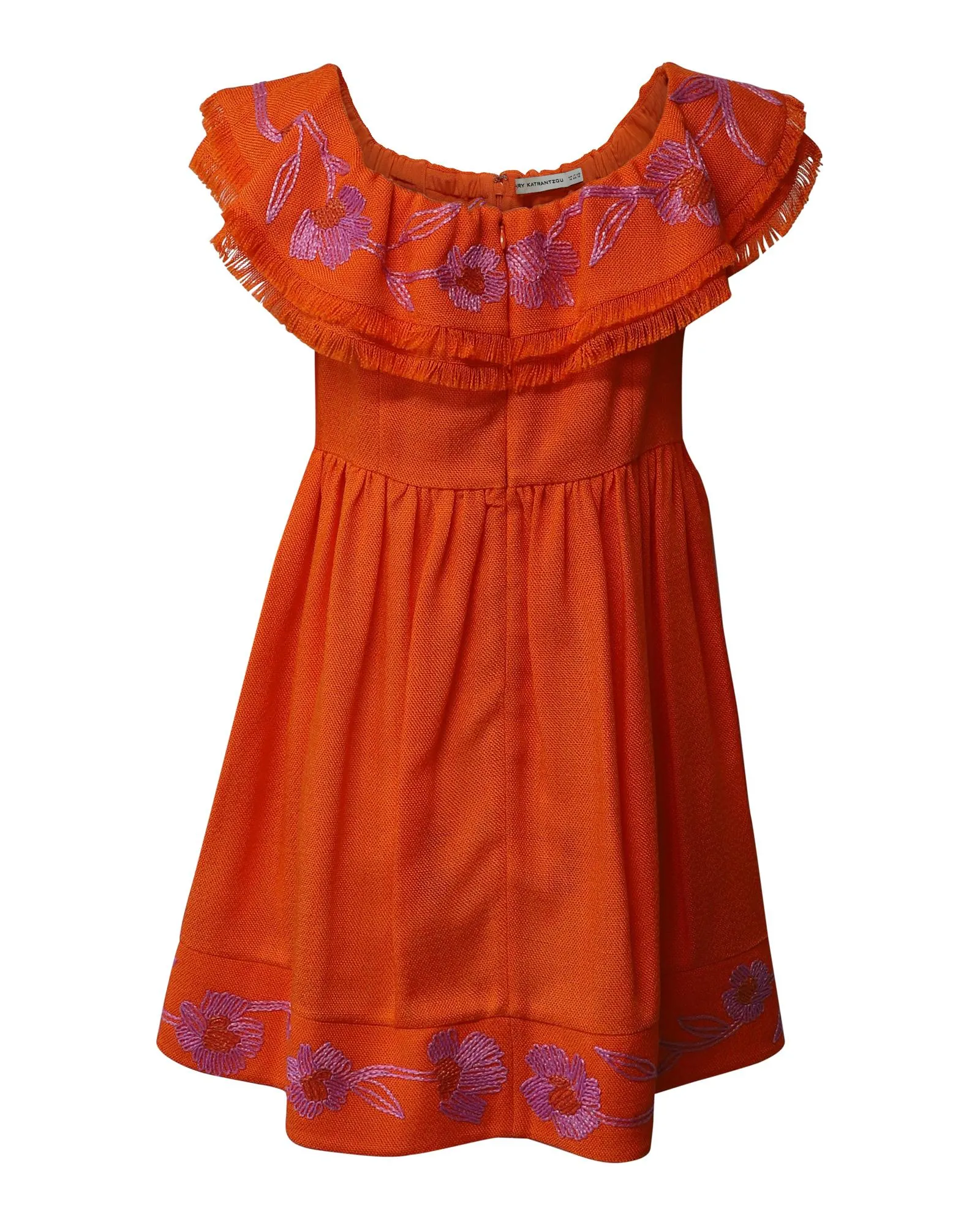 Embroidered Off Shoulder Mini Dress in Orange