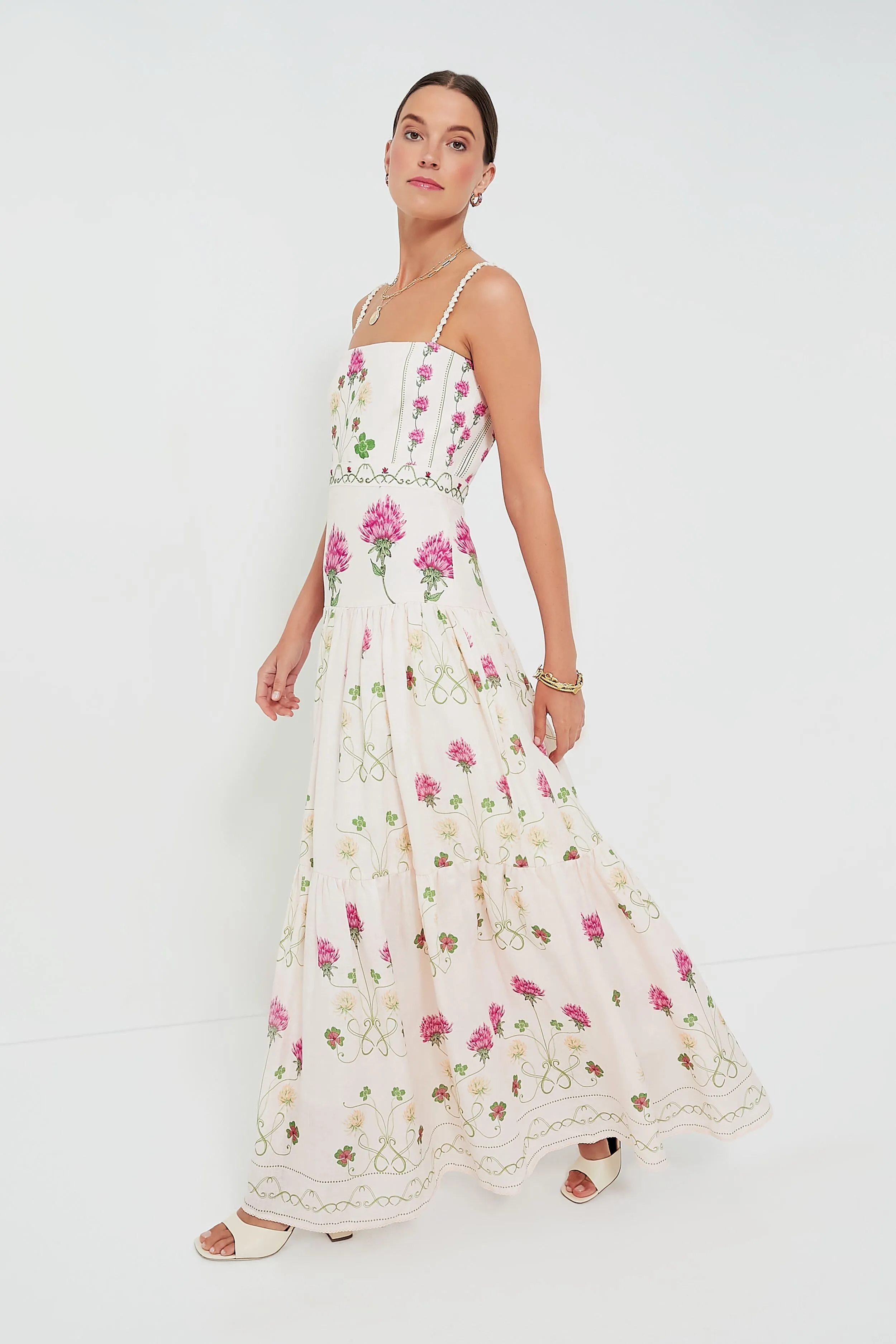 Embroidered Trebol Lima Maxi Dress