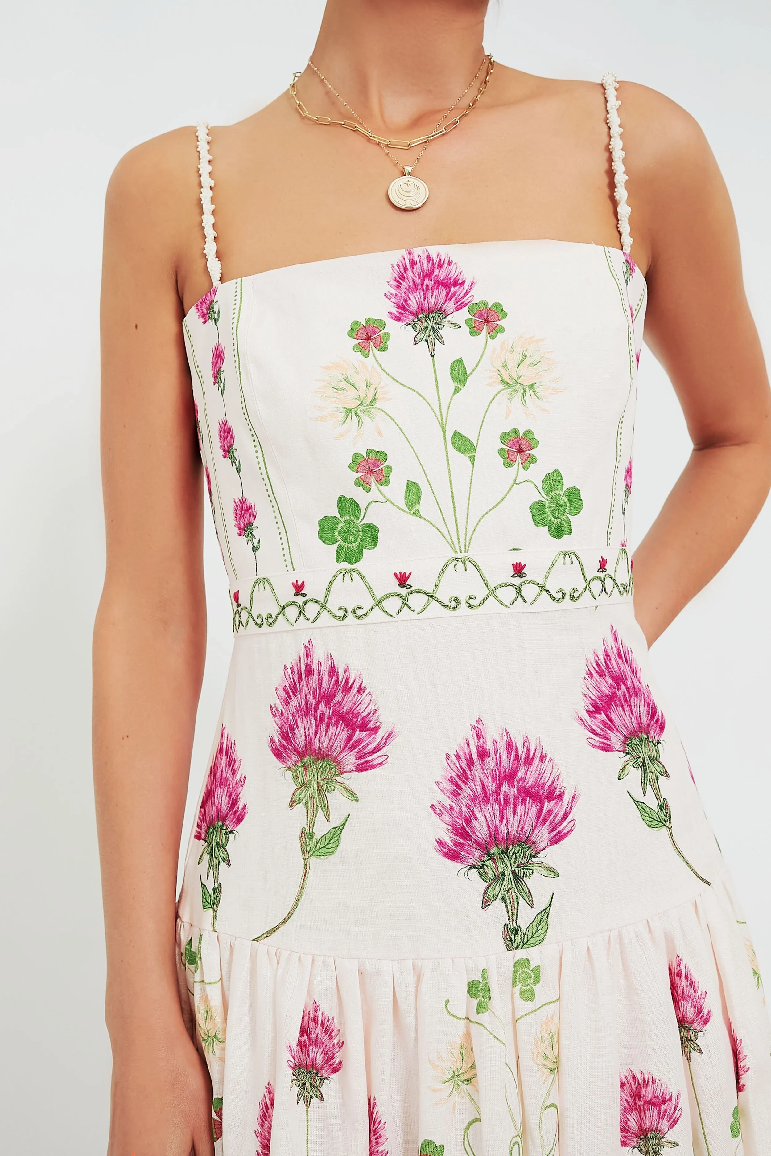 Embroidered Trebol Lima Maxi Dress