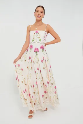 Embroidered Trebol Lima Maxi Dress