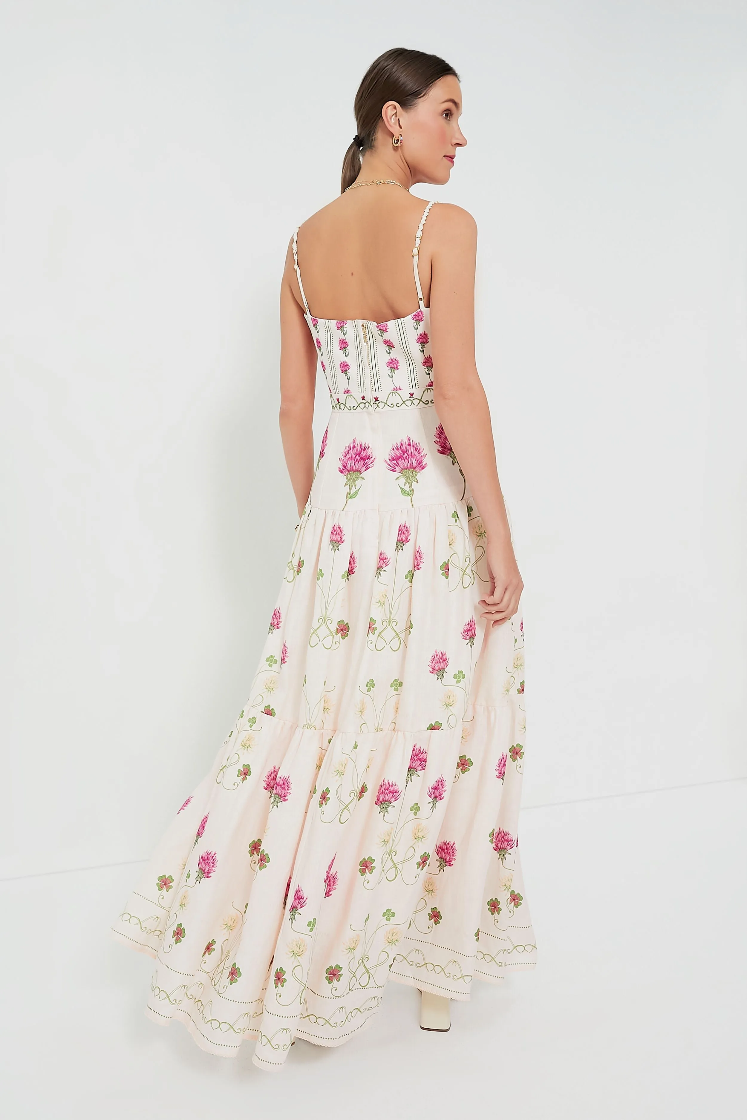 Embroidered Trebol Lima Maxi Dress