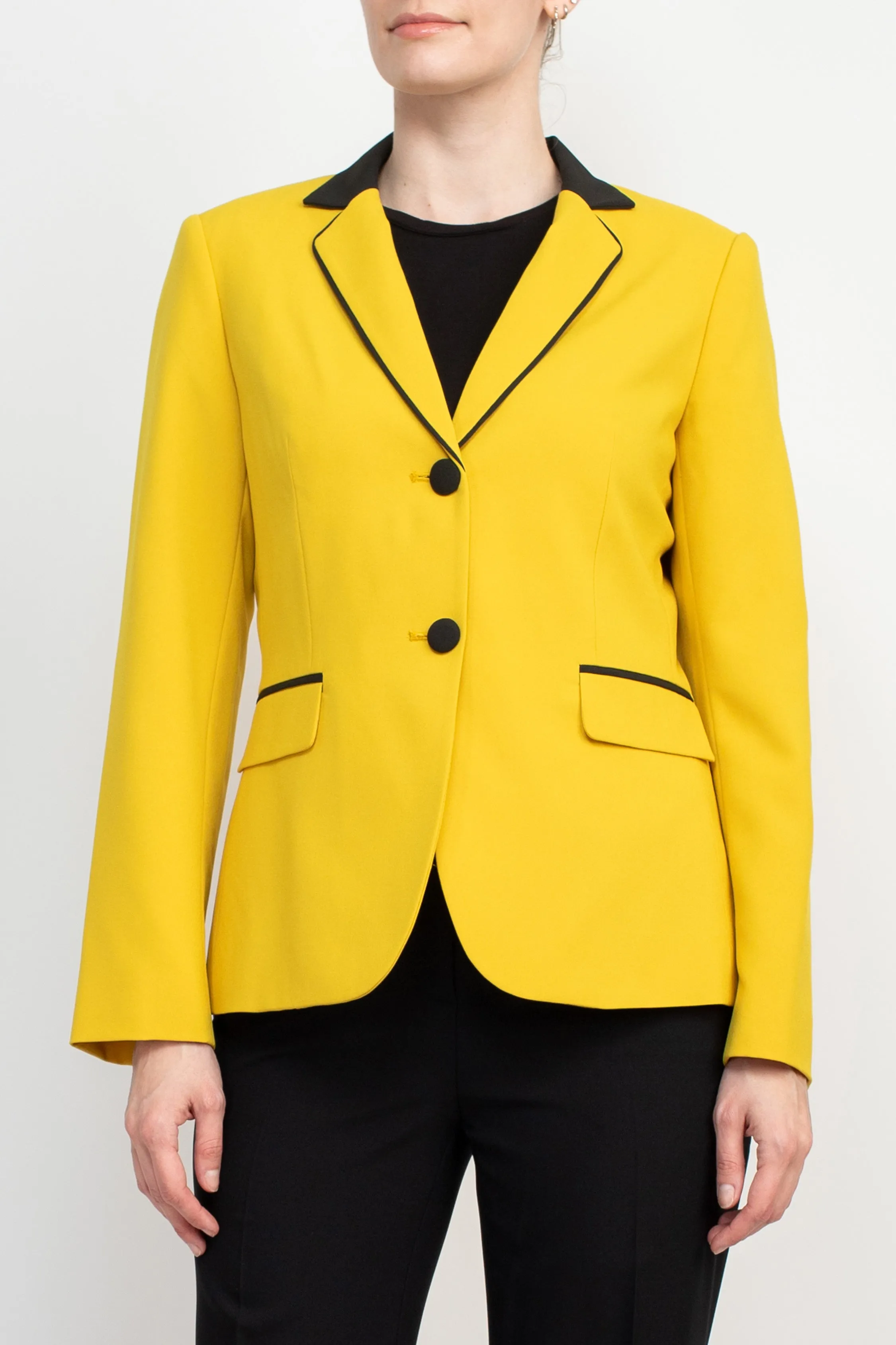 Emily Notched Collar 2 Button Long Sleeve Flap Pockets Pant Suit