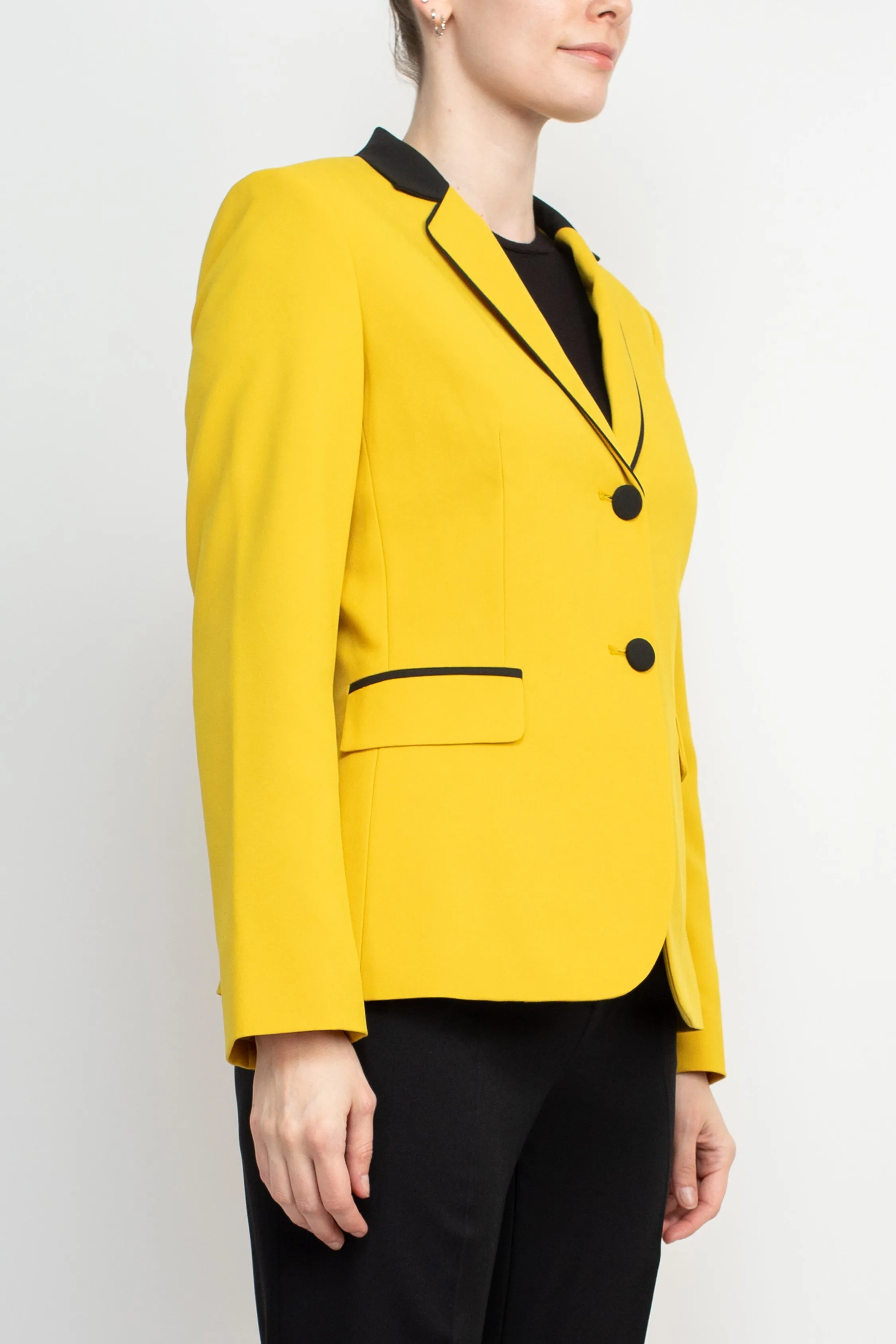 Emily Notched Collar 2 Button Long Sleeve Flap Pockets Pant Suit