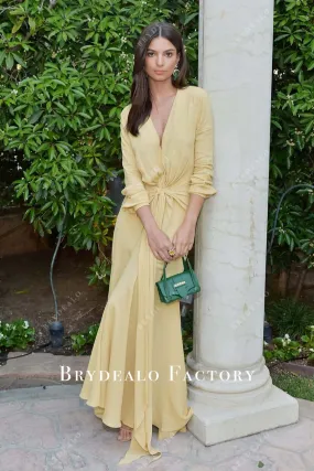 Emily Ratajkowski Daffodil Long Sleeves Celebrity Evening Dress