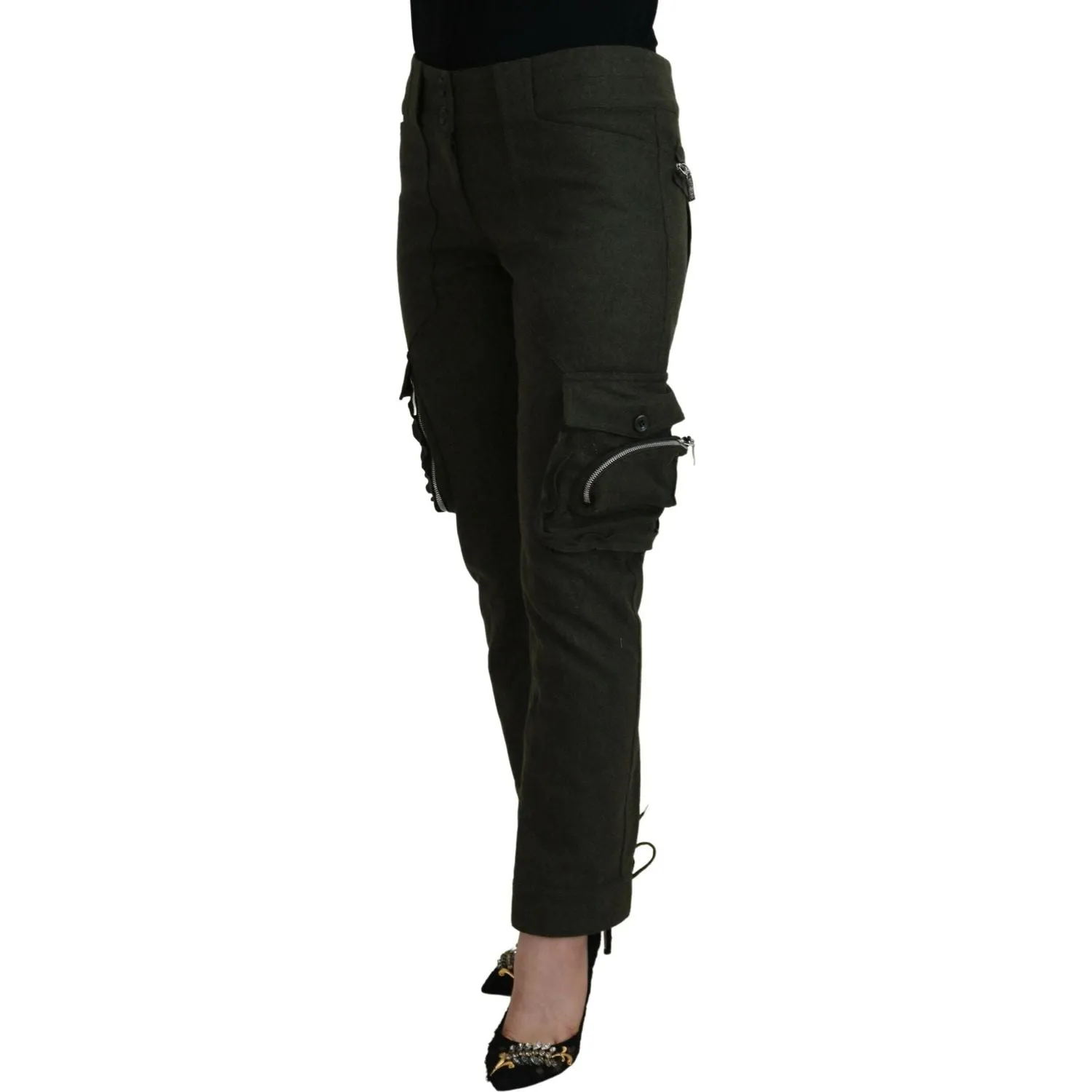 Ermanno Scervino Elegant Tapered Green Wool-Blend Pants