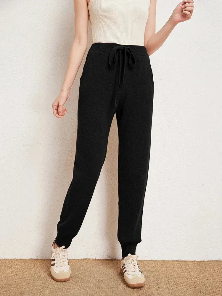 Fall New Solid Wide Pit Stripe Casual Knitted Wide-Legged Streetwear Pants