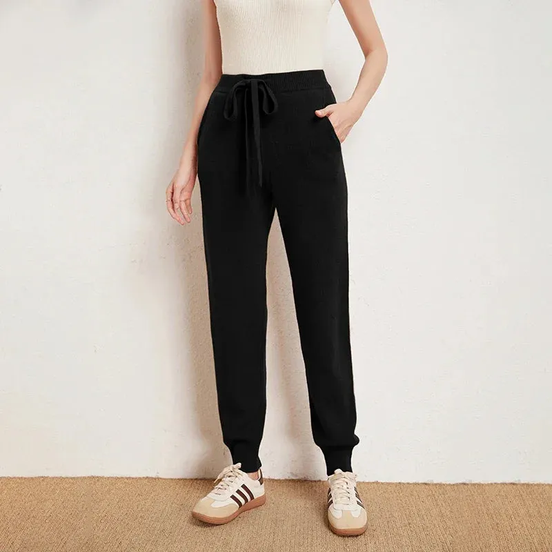 Fall New Solid Wide Pit Stripe Casual Knitted Wide-Legged Streetwear Pants