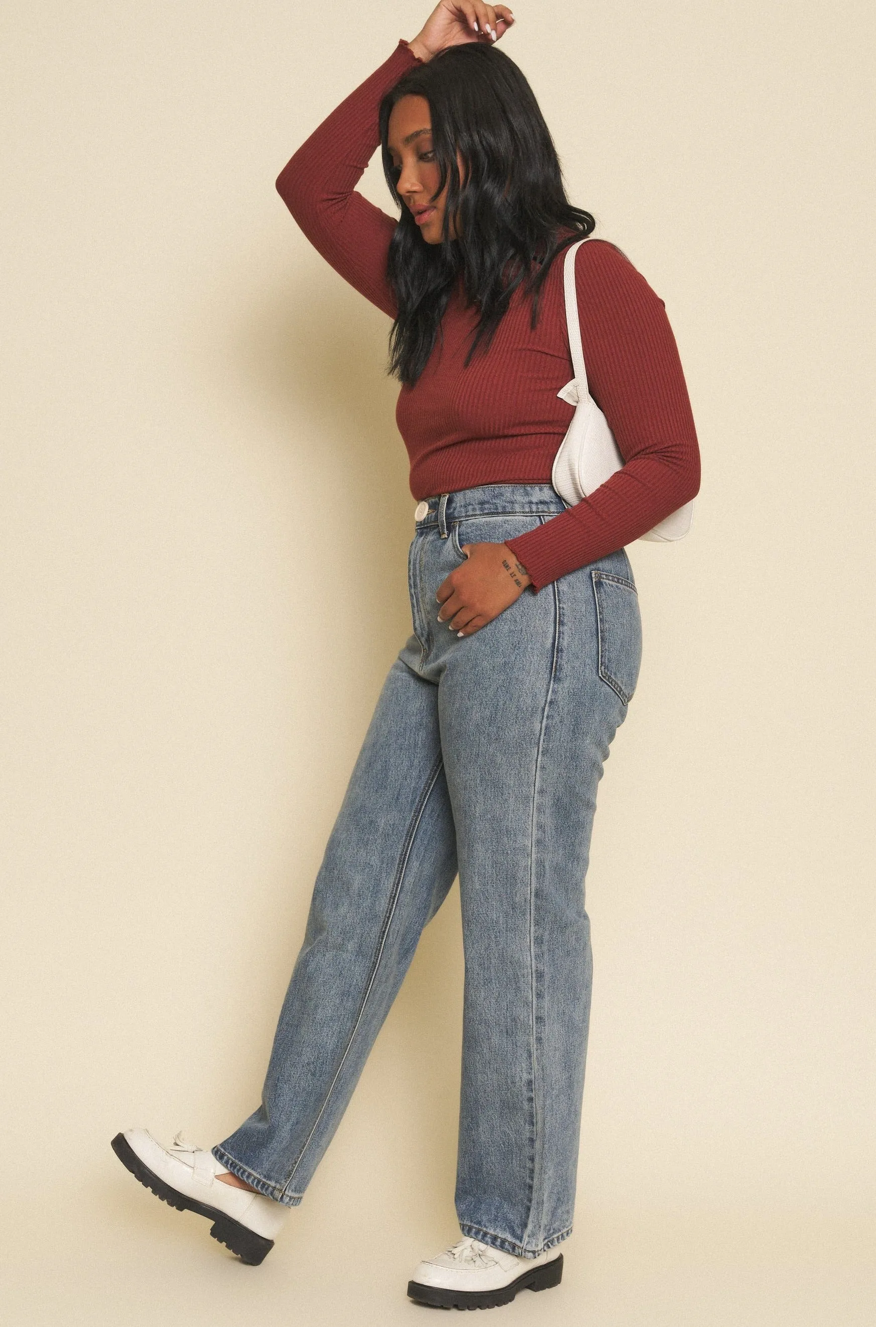 Farrah Pant in Light Denim Straight Leg