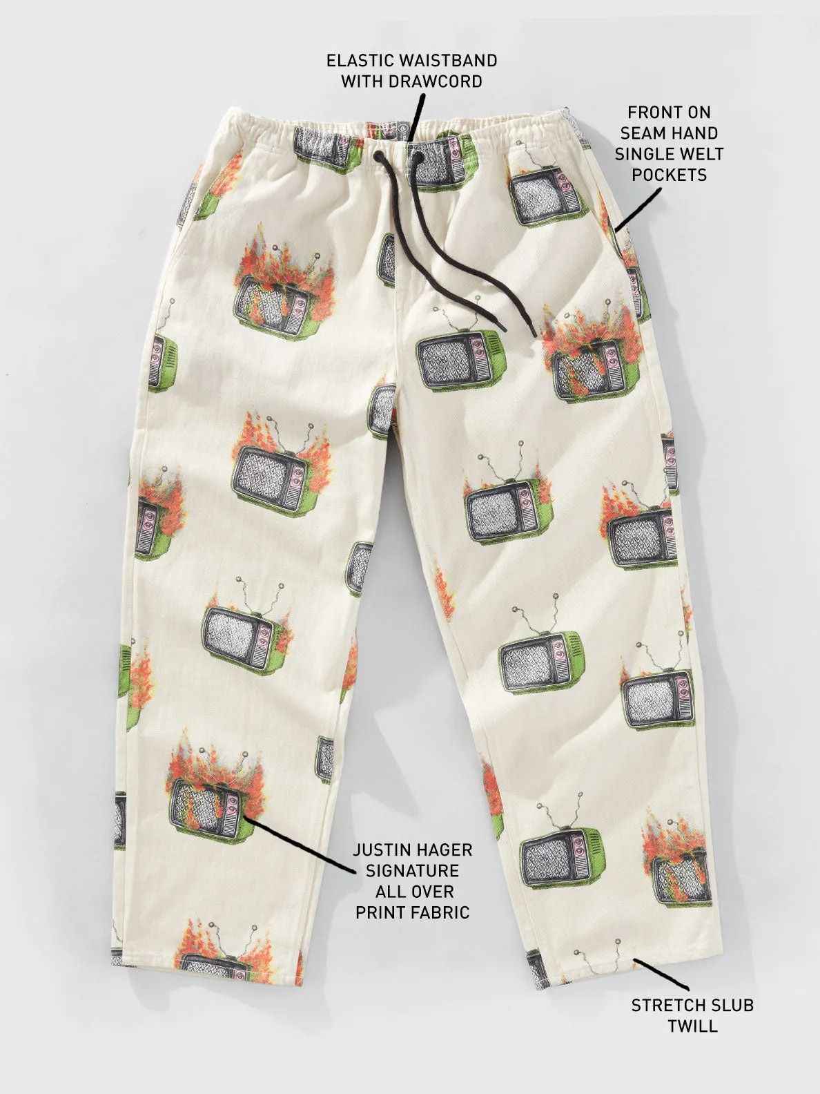 Featured Artist Justin Hager Elastic Waist Pants - Whitecap Grey