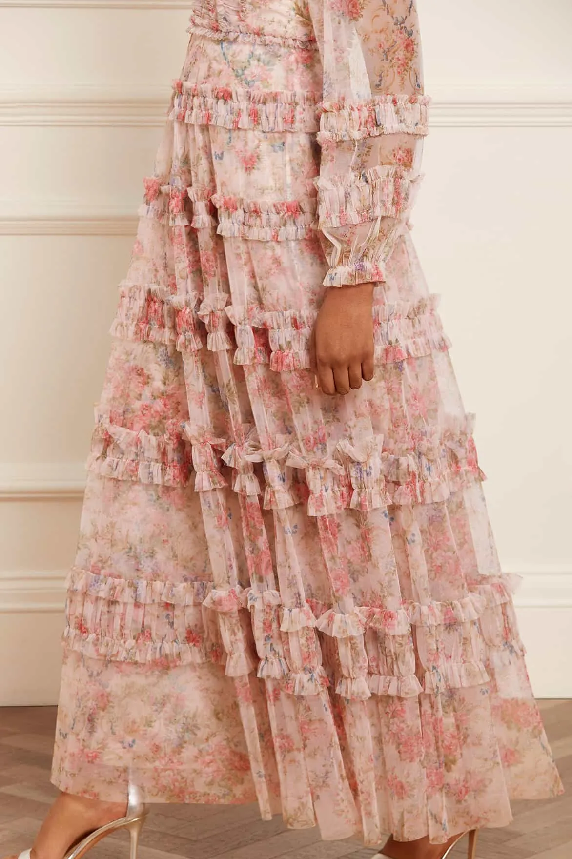 Floral Wreath Ruffle Gown