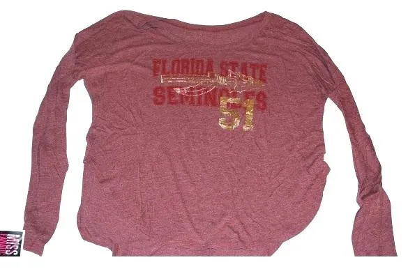 Florida State Seminoles Missfanatic Womens Spear #51 Maroon LS T-Shirt (S)