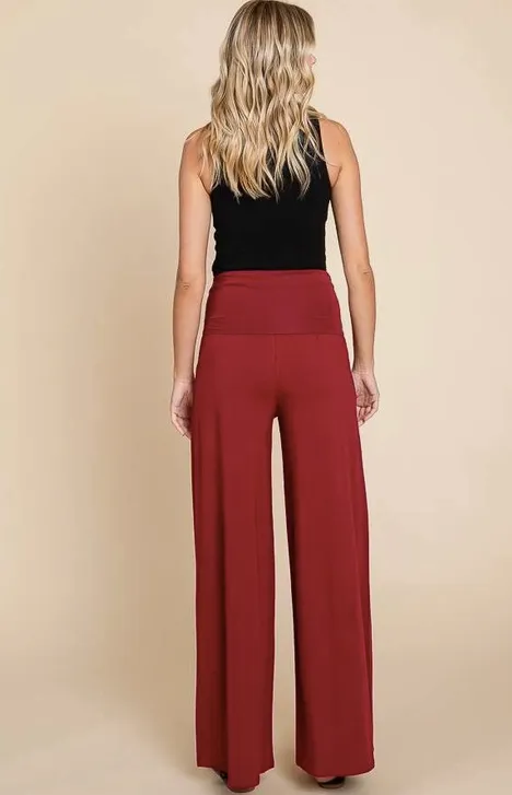 Foldable Waist Band Palazzo Pants - Assorted Colours