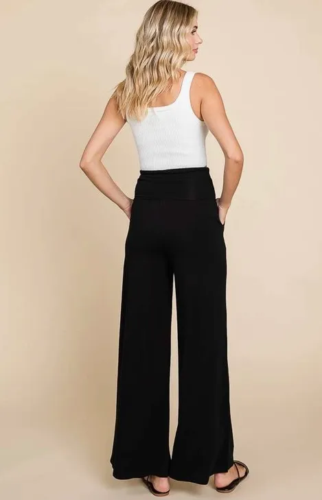 Foldable Waist Band Palazzo Pants - Assorted Colours