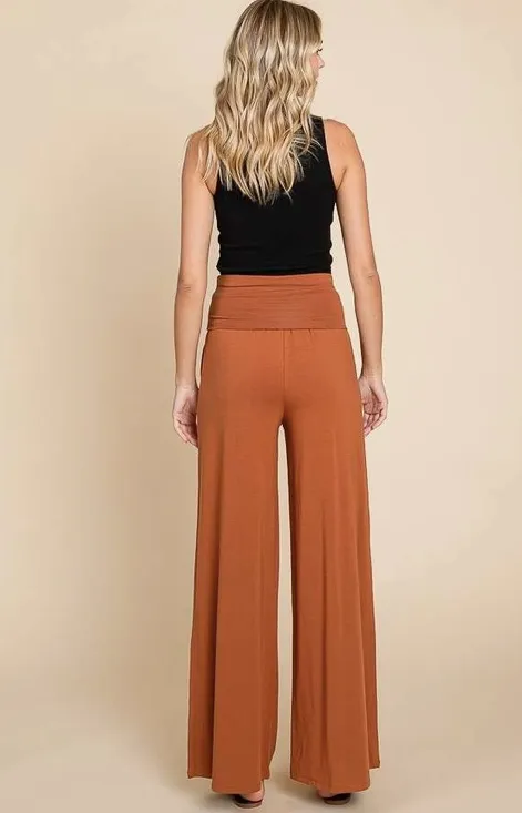 Foldable Waist Band Palazzo Pants - Assorted Colours