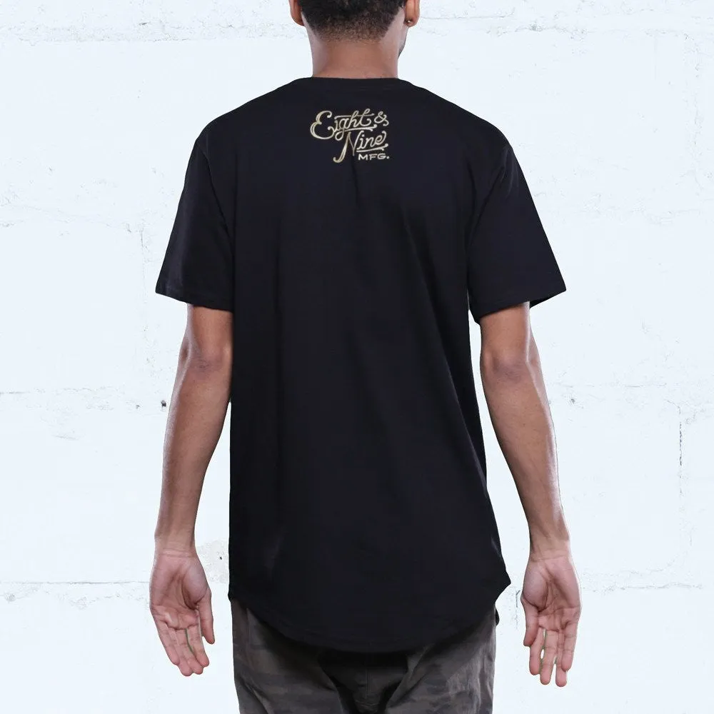 For Sale Gold Curved Hem T Shirt