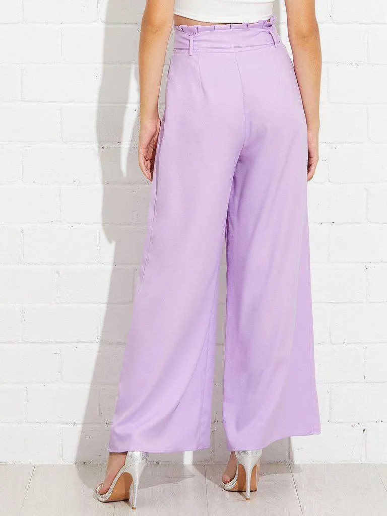 Frill Waist Belted Palazzo Pants