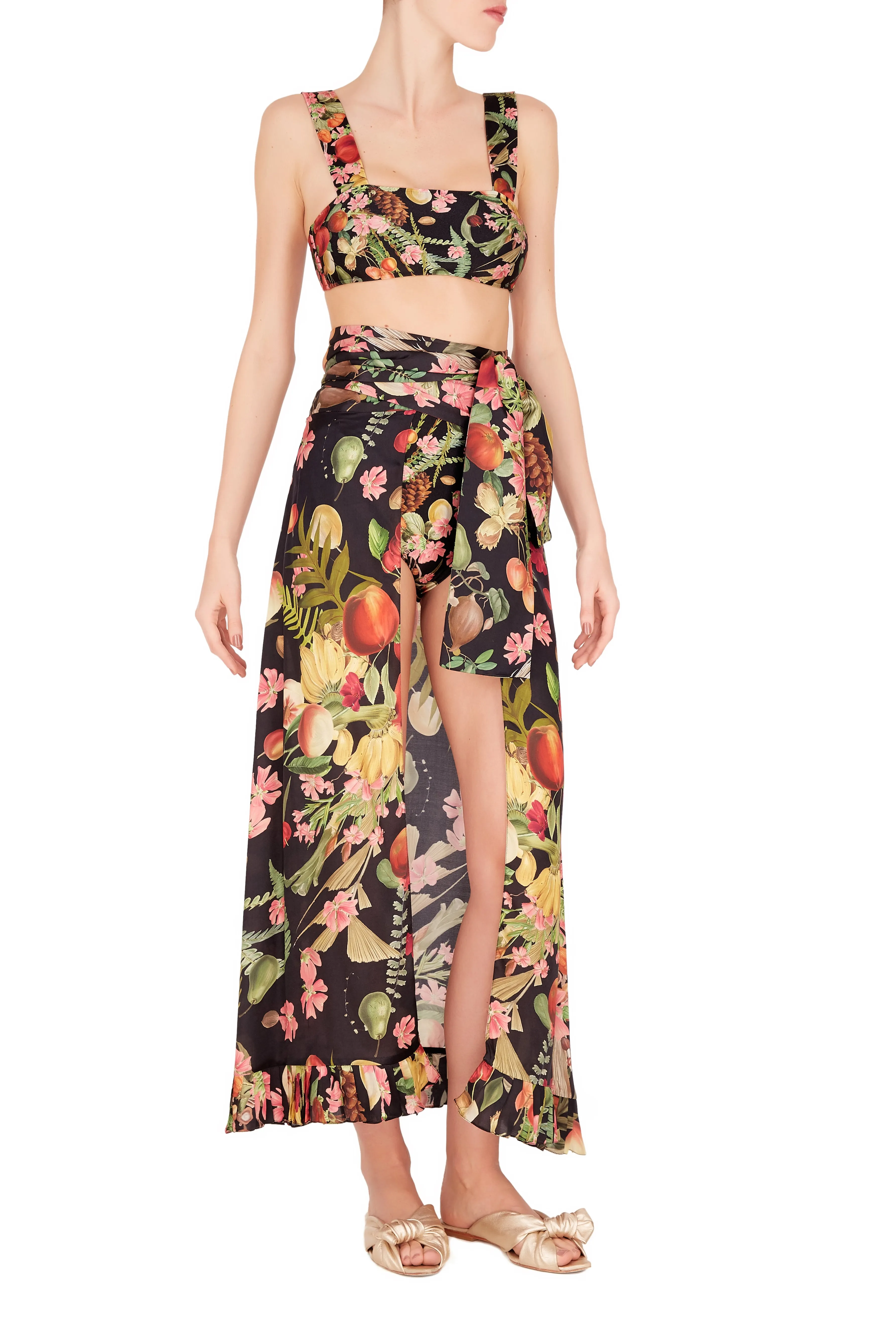 Fruits Exotiques Open Front Long Skirt