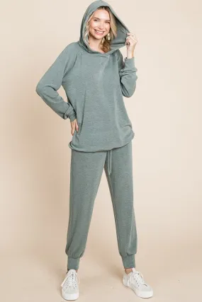 Full Size Long Sleeve Hoodie and Tied Pants Set