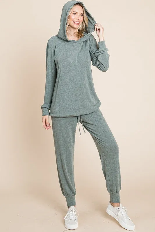 Full Size Long Sleeve Hoodie and Tied Pants Set