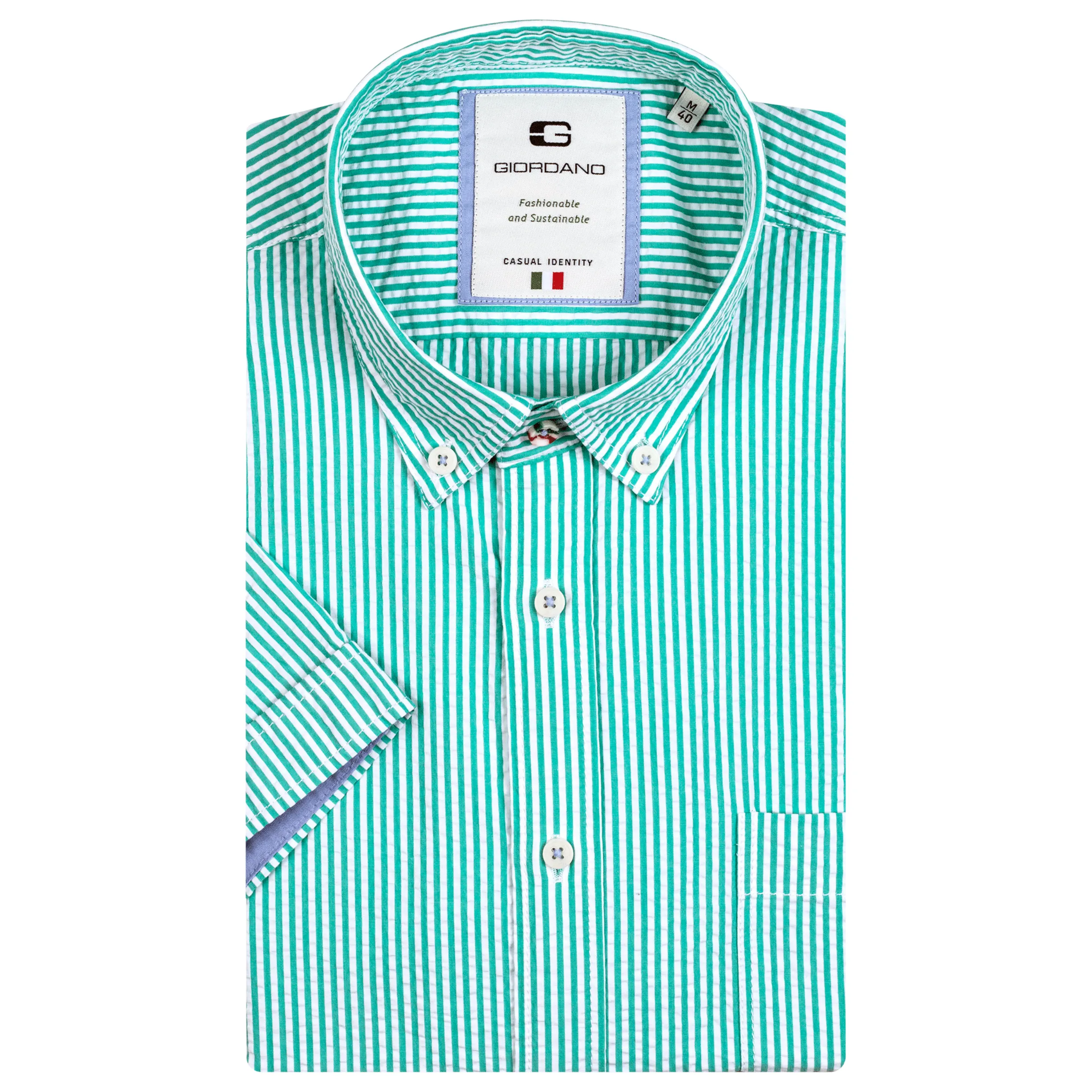 Giordano Short Sleeved Seersucker Cotton Shirt 216809 - Mint