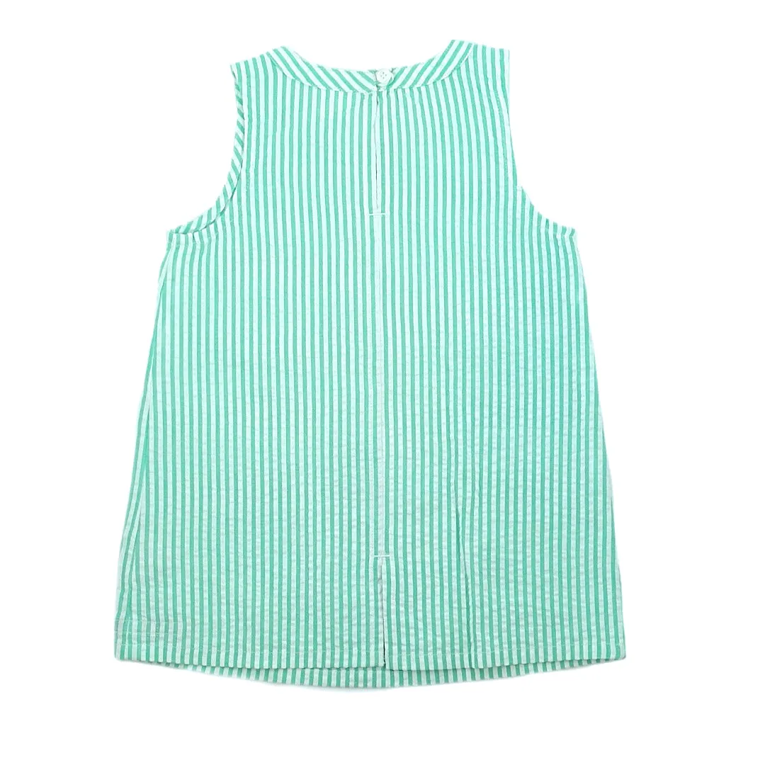 Girls Green Seersucker Dress