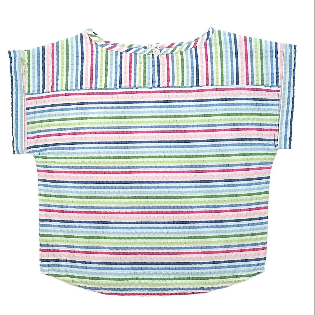 Girls Multi Color Seersucker Top