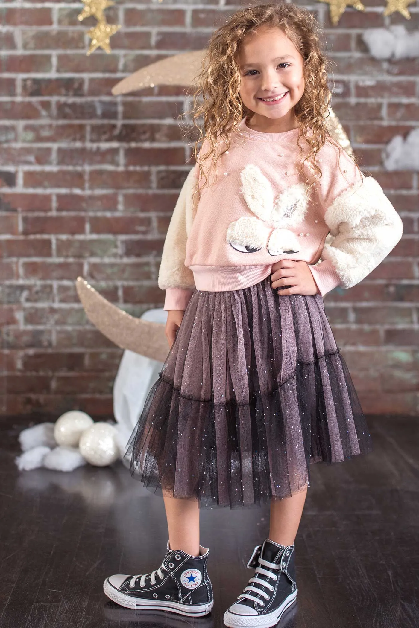 Girls Sparkling Midi Tutu Skirt