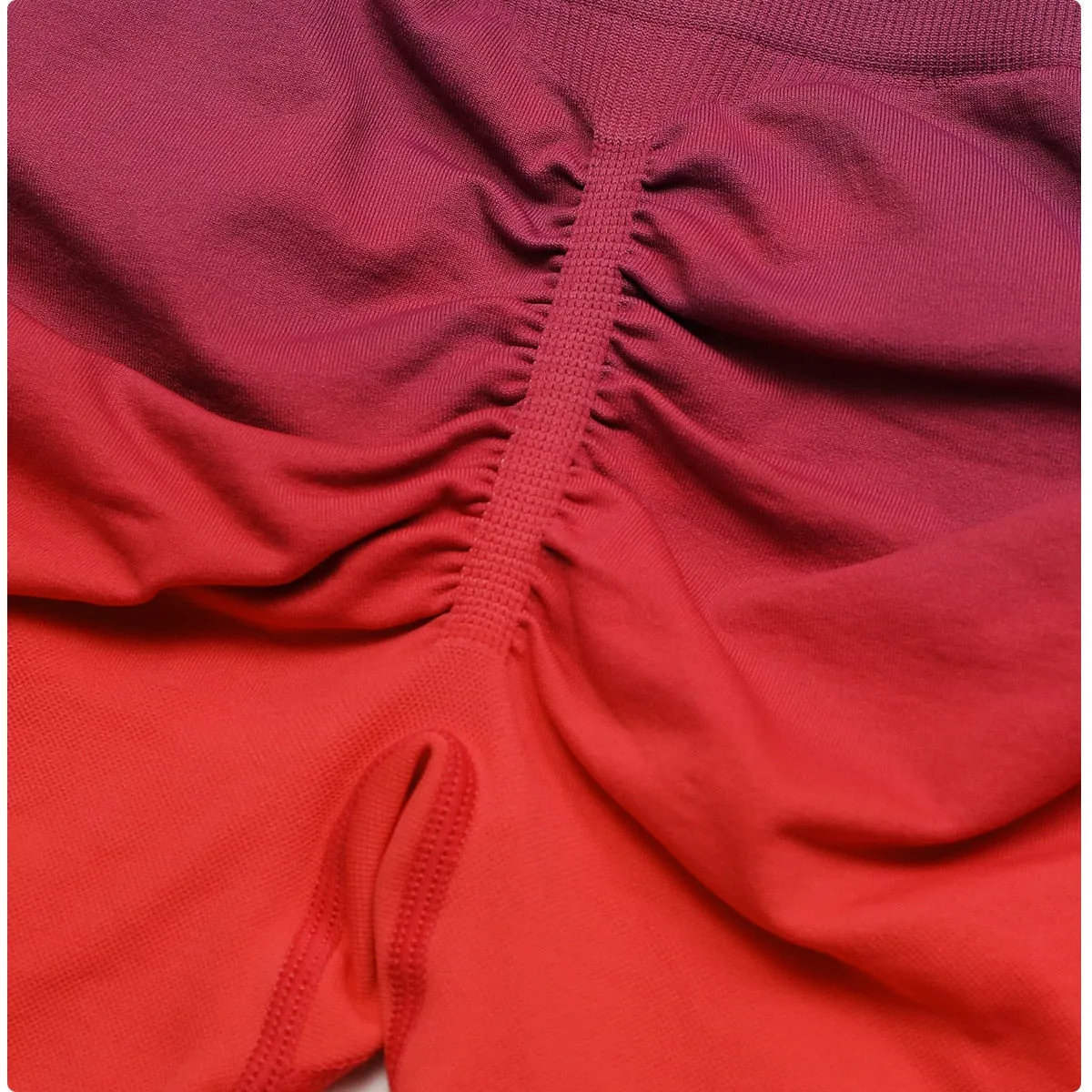 Gradient Seamless Yoga Shorts Gym Running Workout Tight Sports Shorts High Waist Elastic Butt Lifting Fitness Pants Shorts