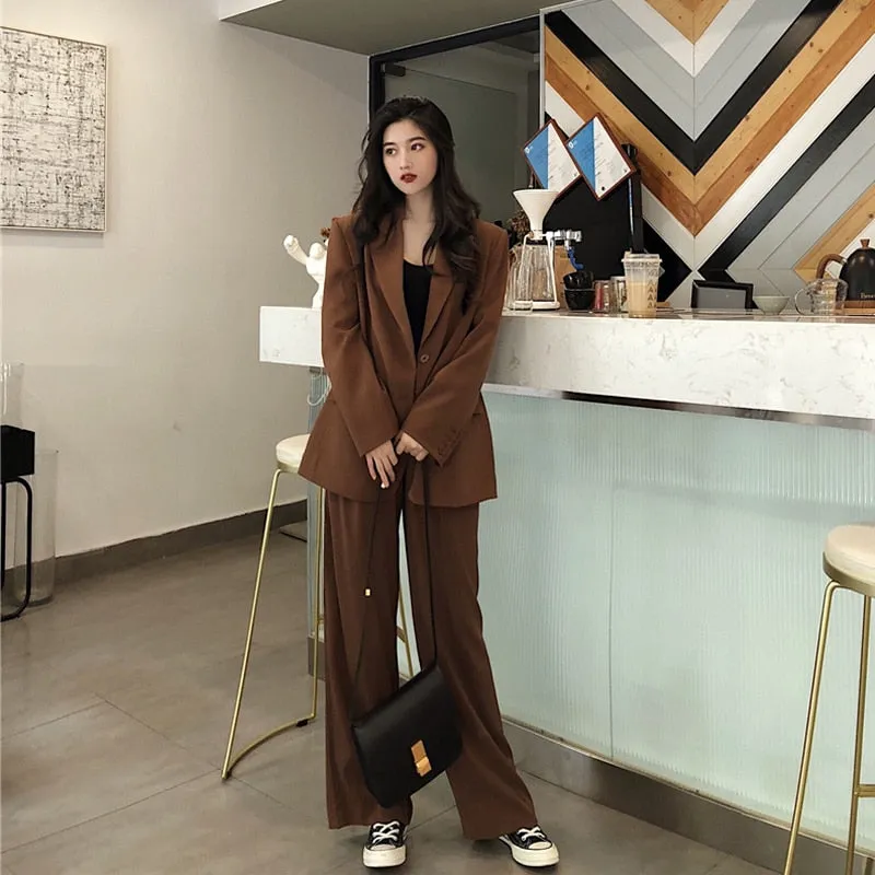 Graduation gift Women's Fashion Blazer Pantsuit Office Ladies Business Suit Long Sleeve Jacket Trousers Two Piece Set Femme Autumn Clothings