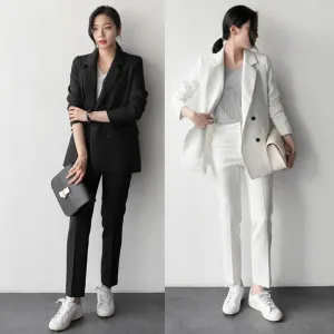 Graduation gift Women's Spring Elegant Casual Blazer Pantsuits Striped Jacket & Pencil Pant 2 Piece Set Lady Formal Business Trouser Suit