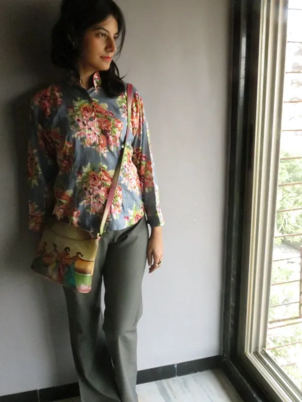 Gray Floral Buttoned Shirt