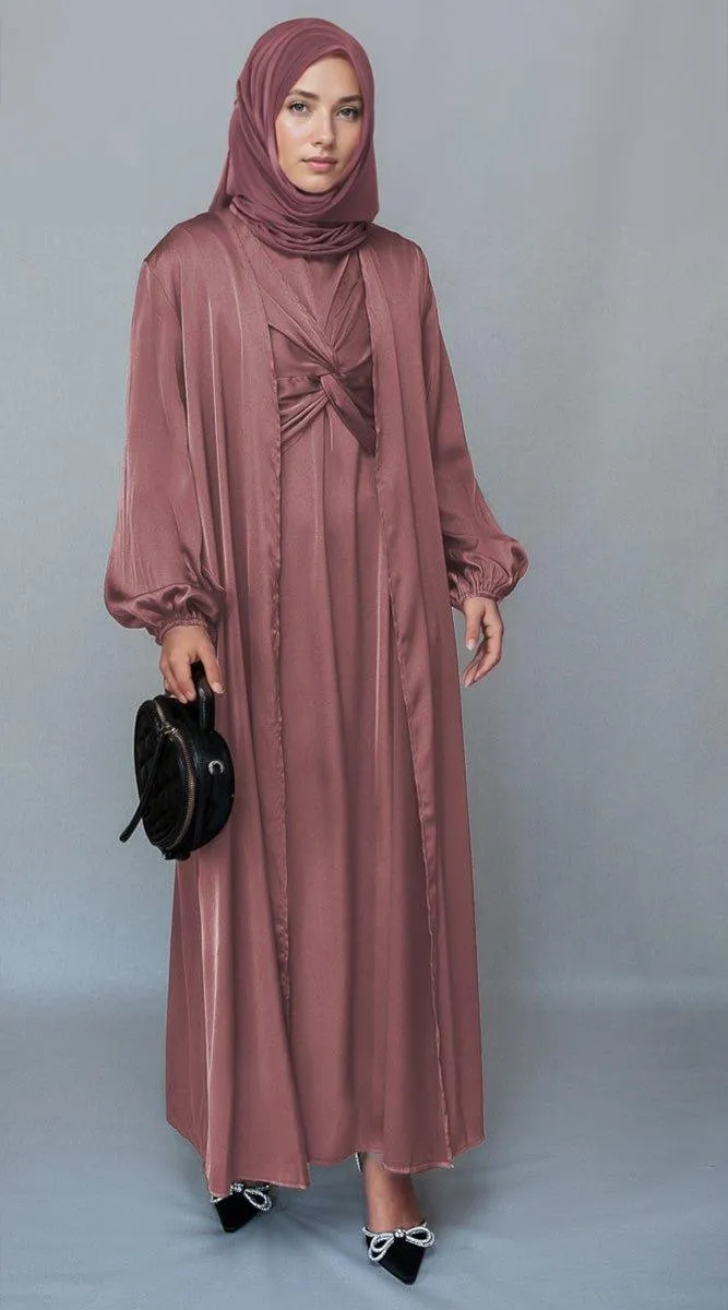 Gulstan 2 piece luxury 2 piece abaya with wrap bodice in pink