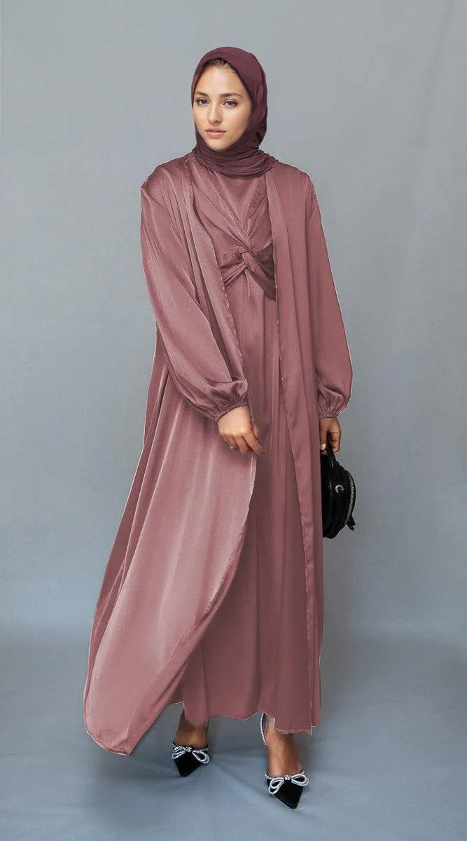 Gulstan 2 piece luxury 2 piece abaya with wrap bodice in pink