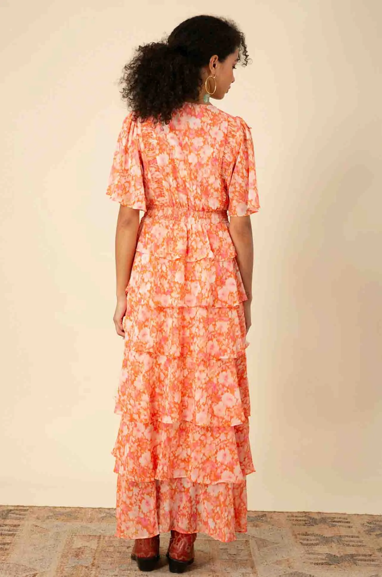 Hale Bob - Ainsley S/S Tiered Maxi Dress in Orange