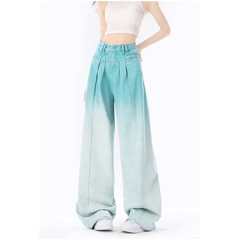 Harajuku High Waist Denim Pants - Autumn Winter Gradient