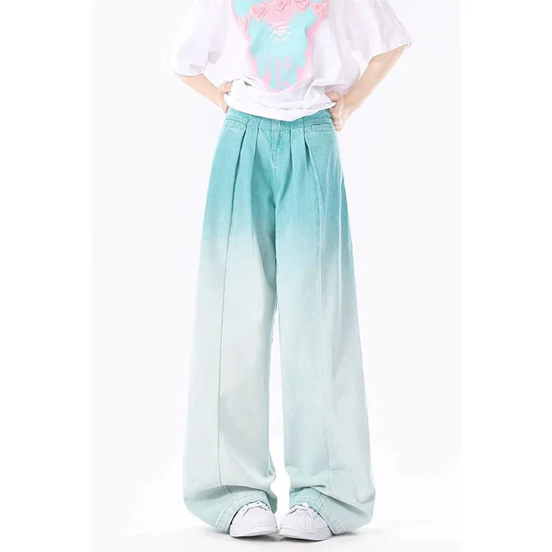 Harajuku High Waist Denim Pants - Autumn Winter Gradient