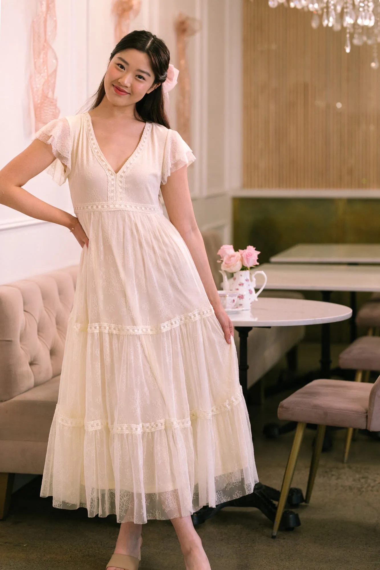 Haven Embroidered Tiered Dress