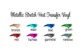 Heat Transfer Vinyl Metallic HTV - Stretch Metallic HTV 12x14" Sheets Metallic Heat Transfer Vinyl Pick Your Color!