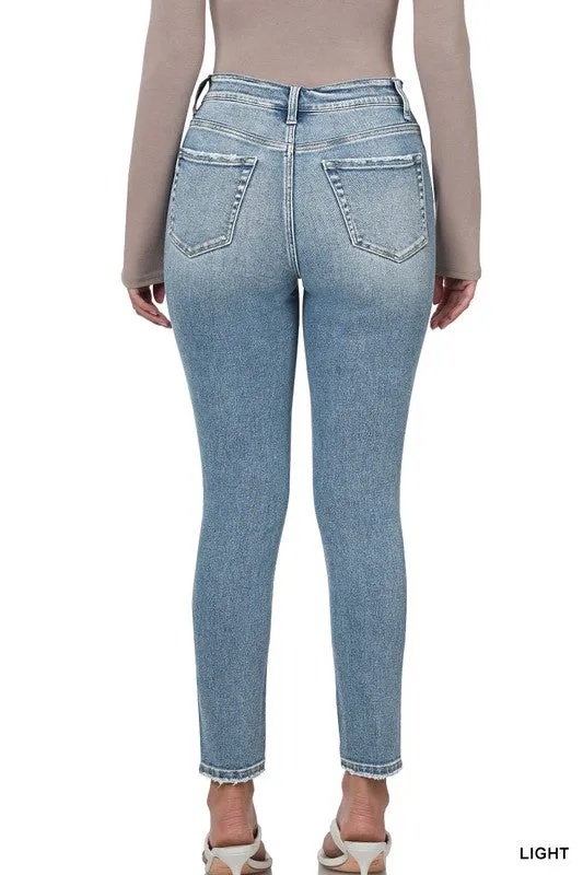 HIGH RISE ANKLE SKINNY DENIM PANTS